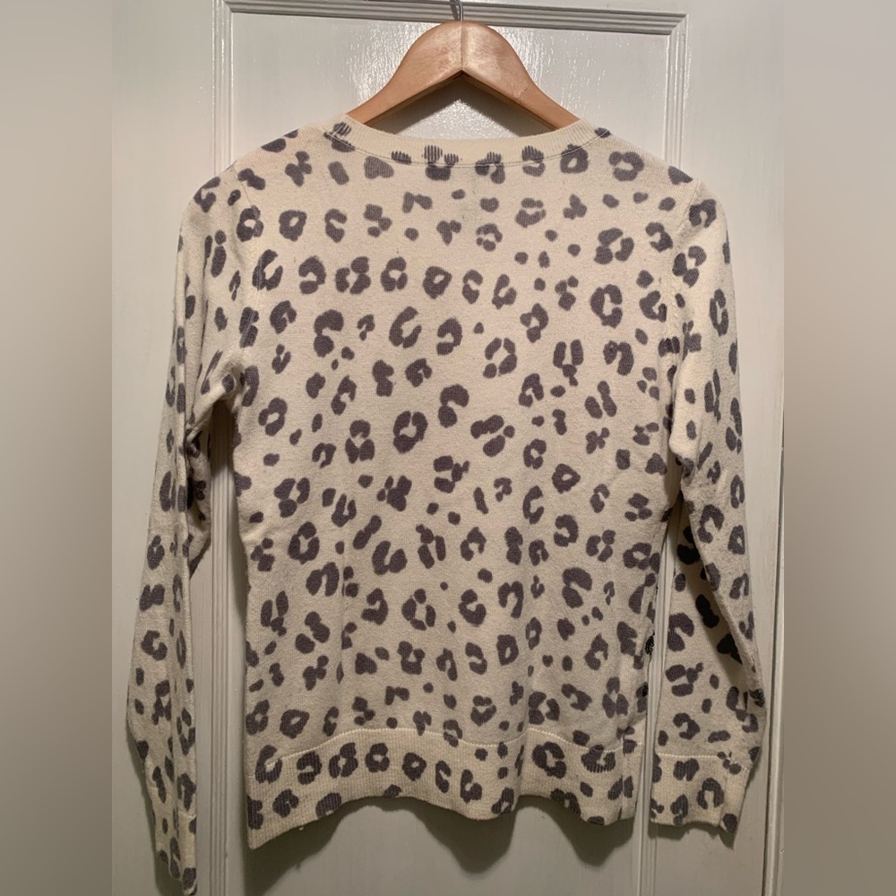 INC Wool Silk Cashmere Blend Sequin Leopard Sweater PM Animal Print Petite M - Picture 4 of 14